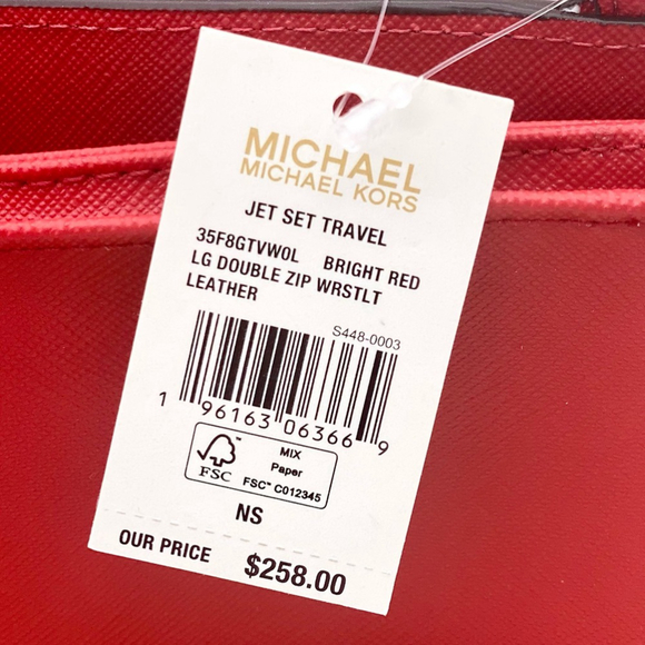 Michael Kors Jaycee Medium Backpack and Wallet Set Bright Red - Picture 6 of 13